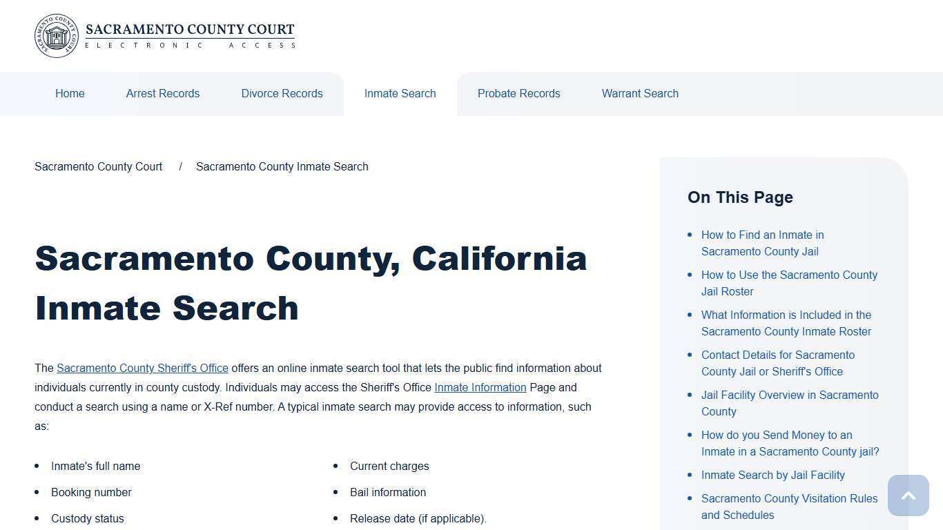 Sacramento County Inmate Search | Sacramento County Court